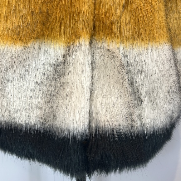 Zara Basic Outerwear Faux Fur Gold, Grey, Black & Wine Striped Jacket - Picture 13 of 17